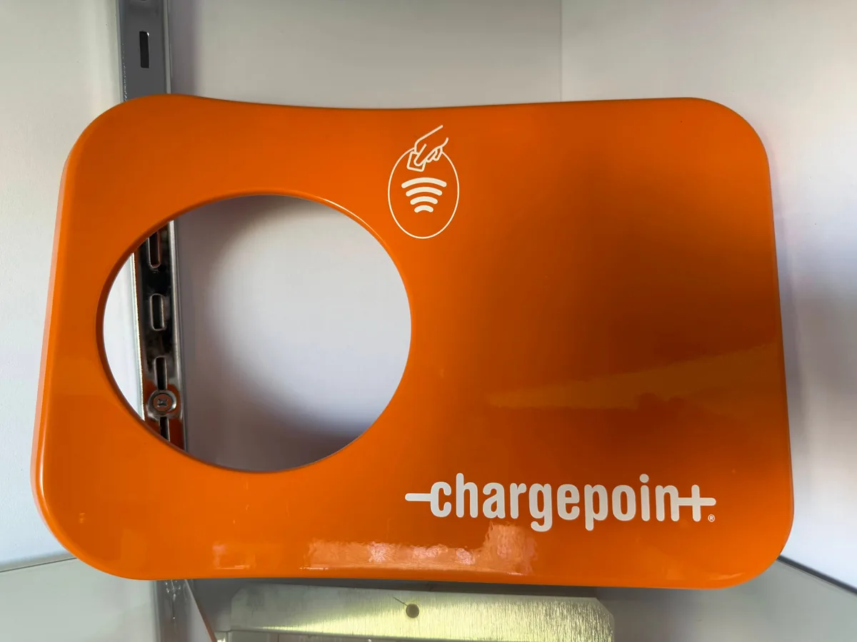 Orange coated equipment enclosure with silk-screened identification
