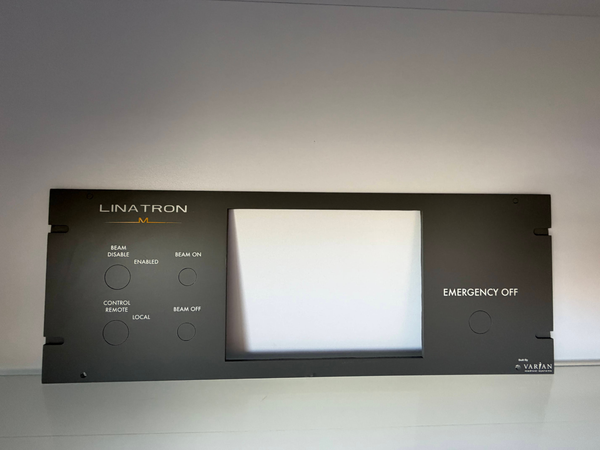Industrial equipment panel with detailed silk-screened controls and labeling